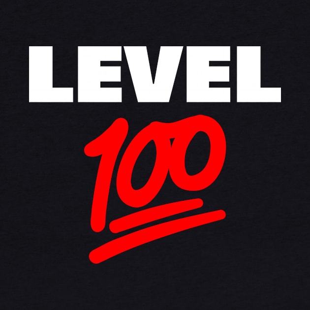 Keep It Level 100 Emoji (white and red) by A Mango Tees